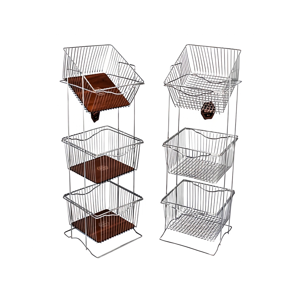negin-square-3-tier-onion-basket-stainless جاپیازی ۳ طبقه مربع نگین استیل مناسب نگهداری پیاز و سیب زمینی