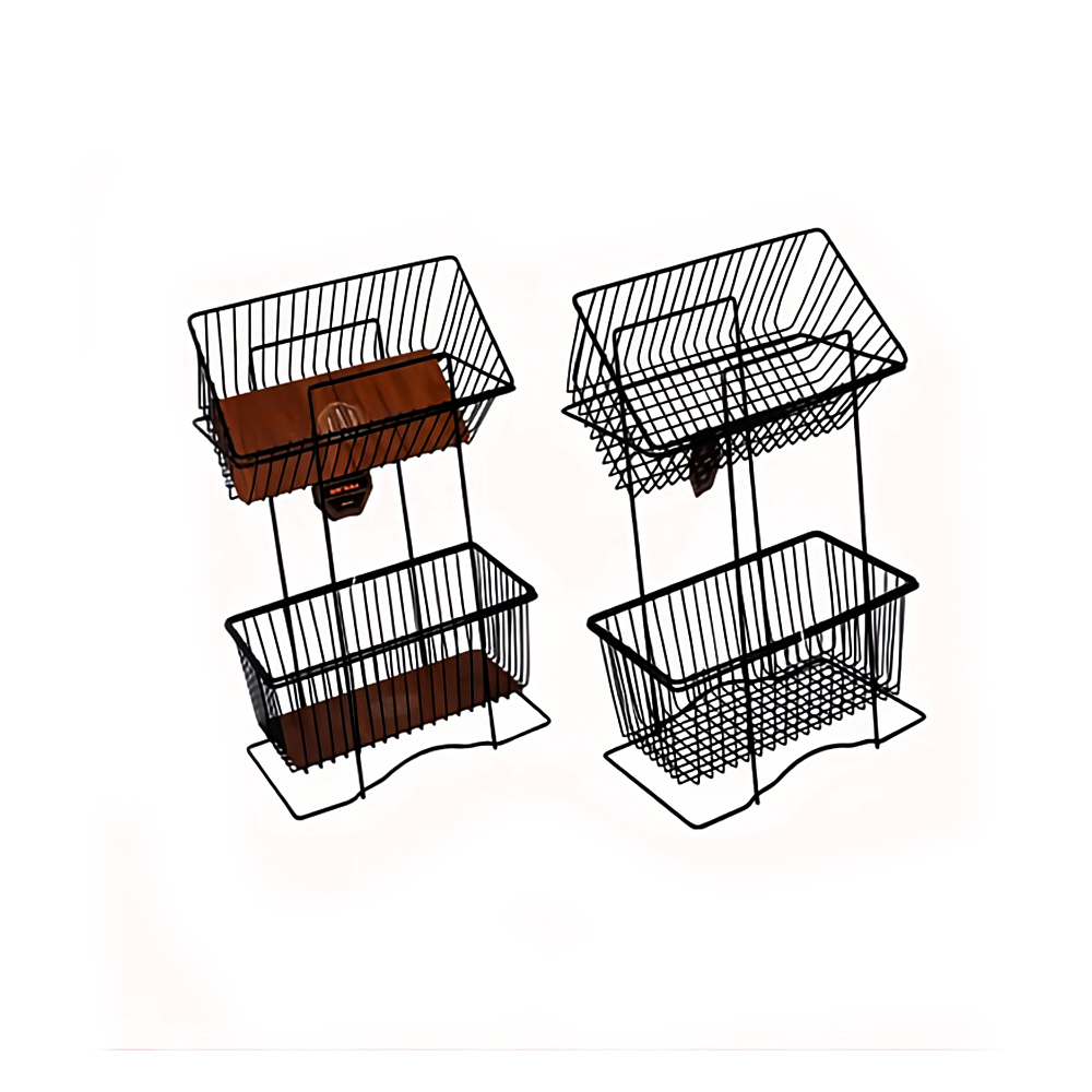 negin-rectangular-2-tier-onion-basket-black جاپیازی ۲ طبقه مستطیل نگین مشکی فلزی مناسب نگهداری پیاز، سیب زمینی، سیر و صیفیجات