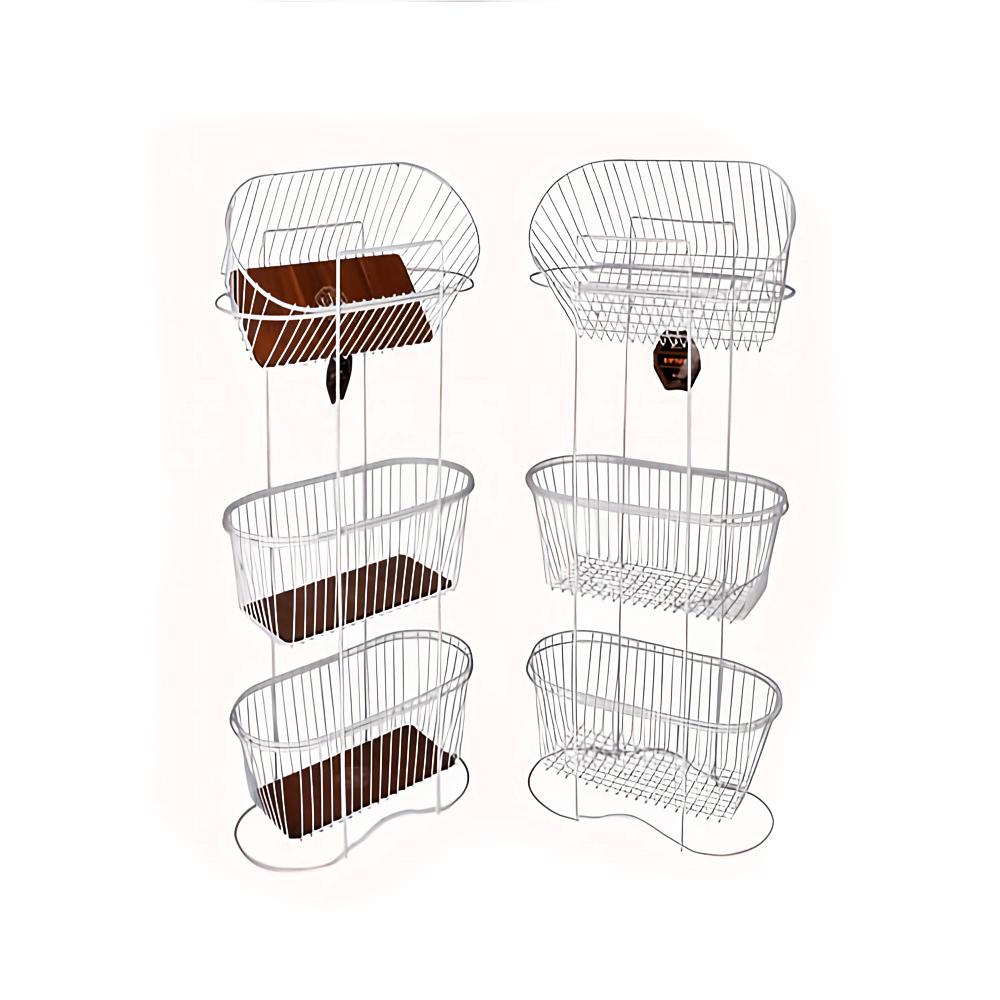 negin-oval-3-tier-onion-basket-white جاپیازی ۳ طبقه بیضی نگین سفید فلزی مناسب نگهداری پیاز، سیب زمینی، سیر و صیفیجات