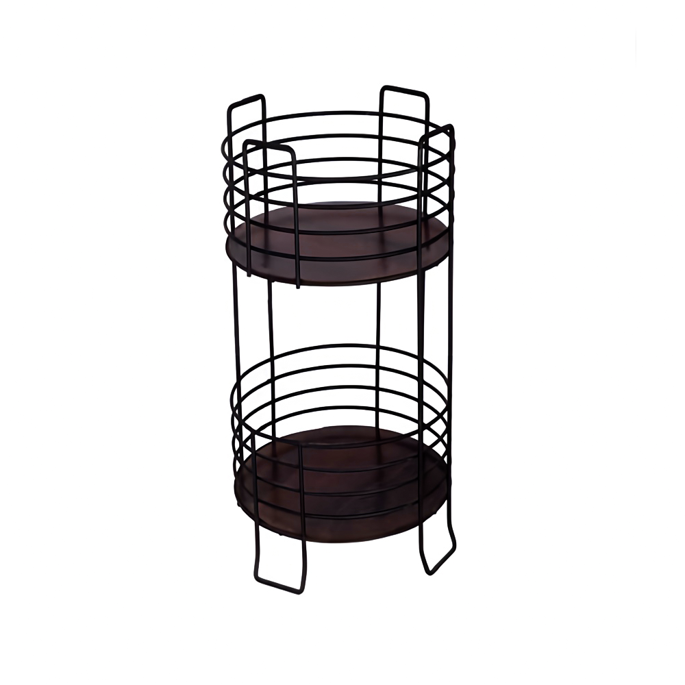 avang-round-2-tier-onion-basket-black جاپیازی گرد ۲ طبقه آونگ مشکی فلزی مناسب نگهداری پیاز و سیب زمینی