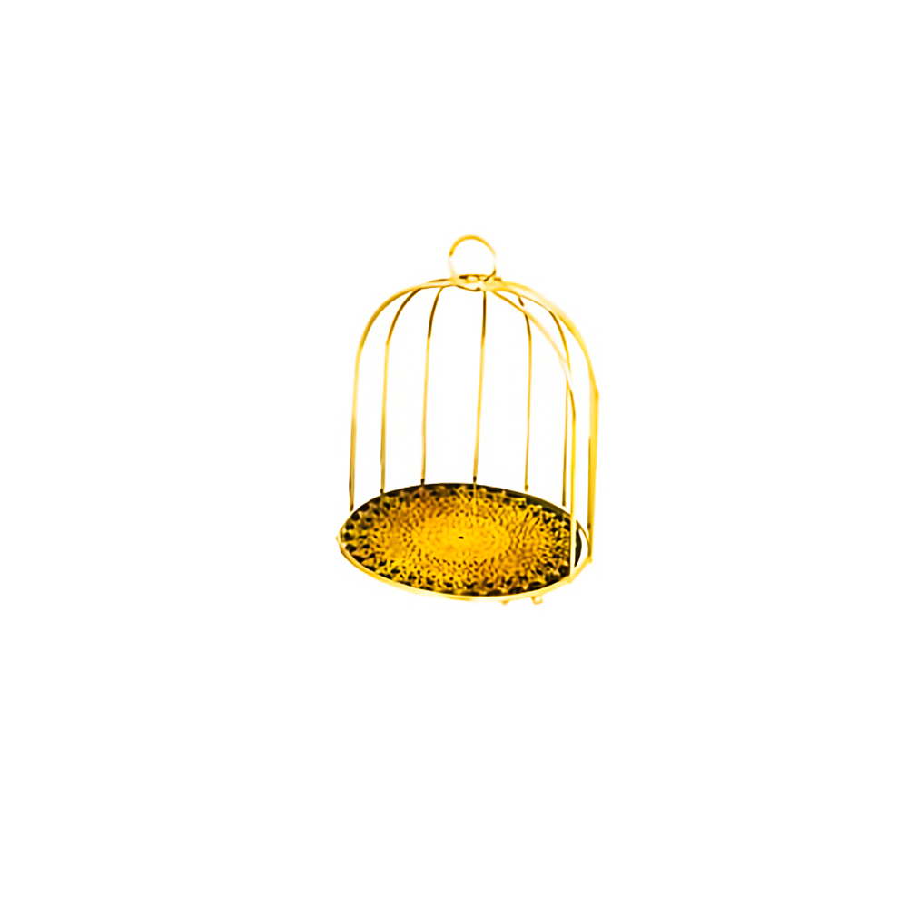 gold-1-tier-cage-stand استند قفس 1 طبقه طلائی فلزی شیانا مناسب دکور منزل