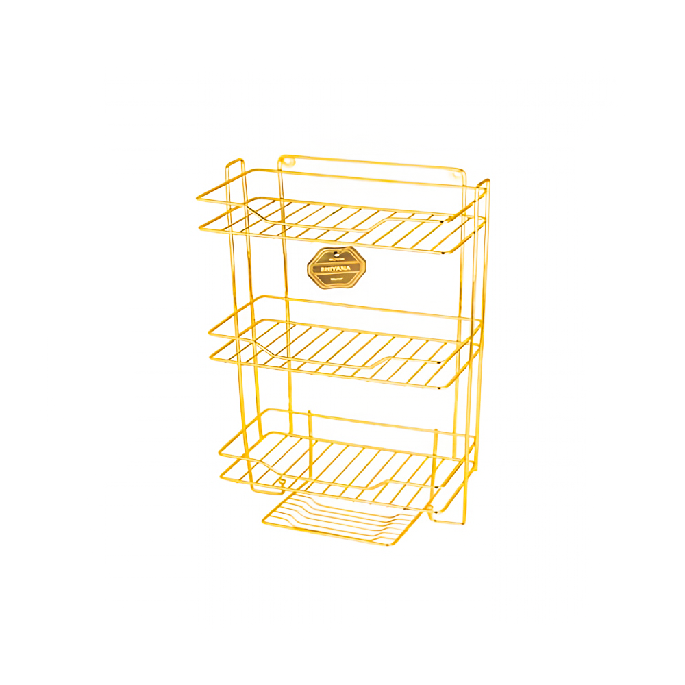 almas-3-tier-bathroom-stand-gold استند حمام ۳ طبقه الماس طلائی فلزی مناسب نگهداری شامپو، شوینده و لوازم بهداشتی