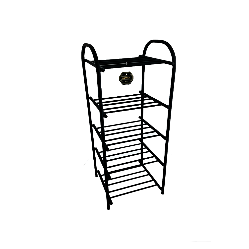 shoe-rack-5-tier-tube-black جاکفشی 5 طبقه لوله ای مشکی فلزی جادار مناسب ورودی منزل و آپارتمان